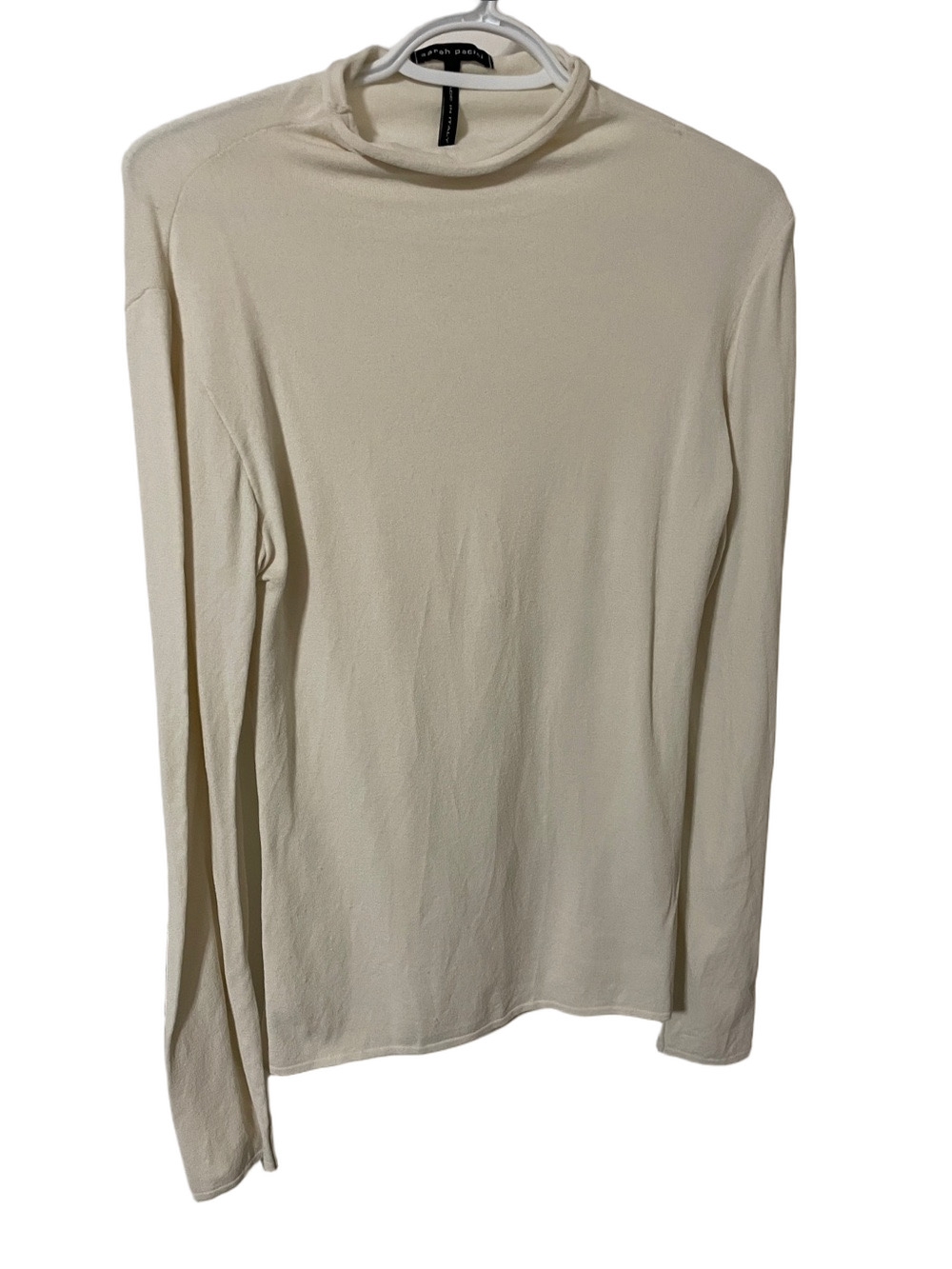 Sarah Pacini Cream Funnel Neck Long Sleeve Top Size O/S
